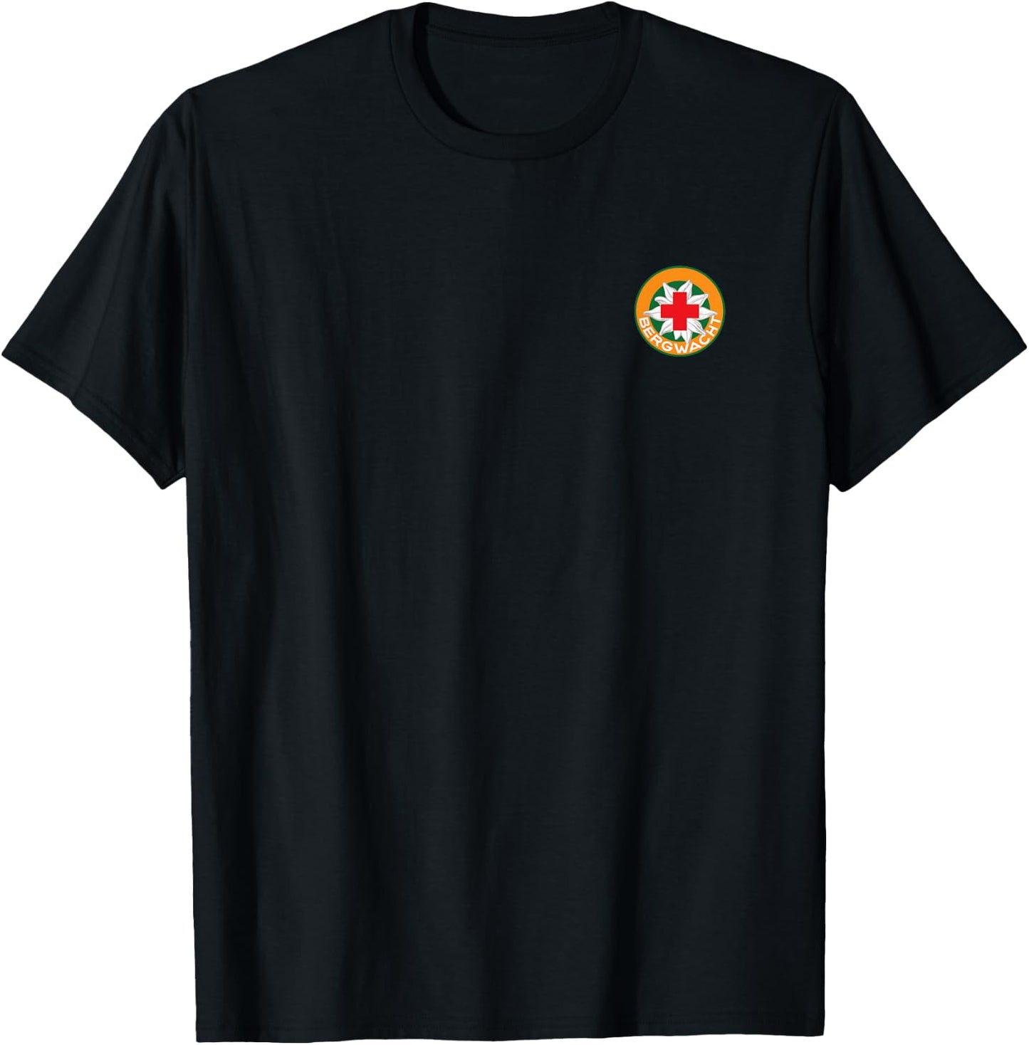 Bergwacht Logo Mountain Rescue Mountain Guard Club , black T-Shirt - T-Shirt | Black