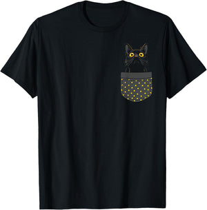 Lustige schwarze Katze in der Tasche für Katzen Mama und Katzenpapa T-Shirt - T-Shirt | Black