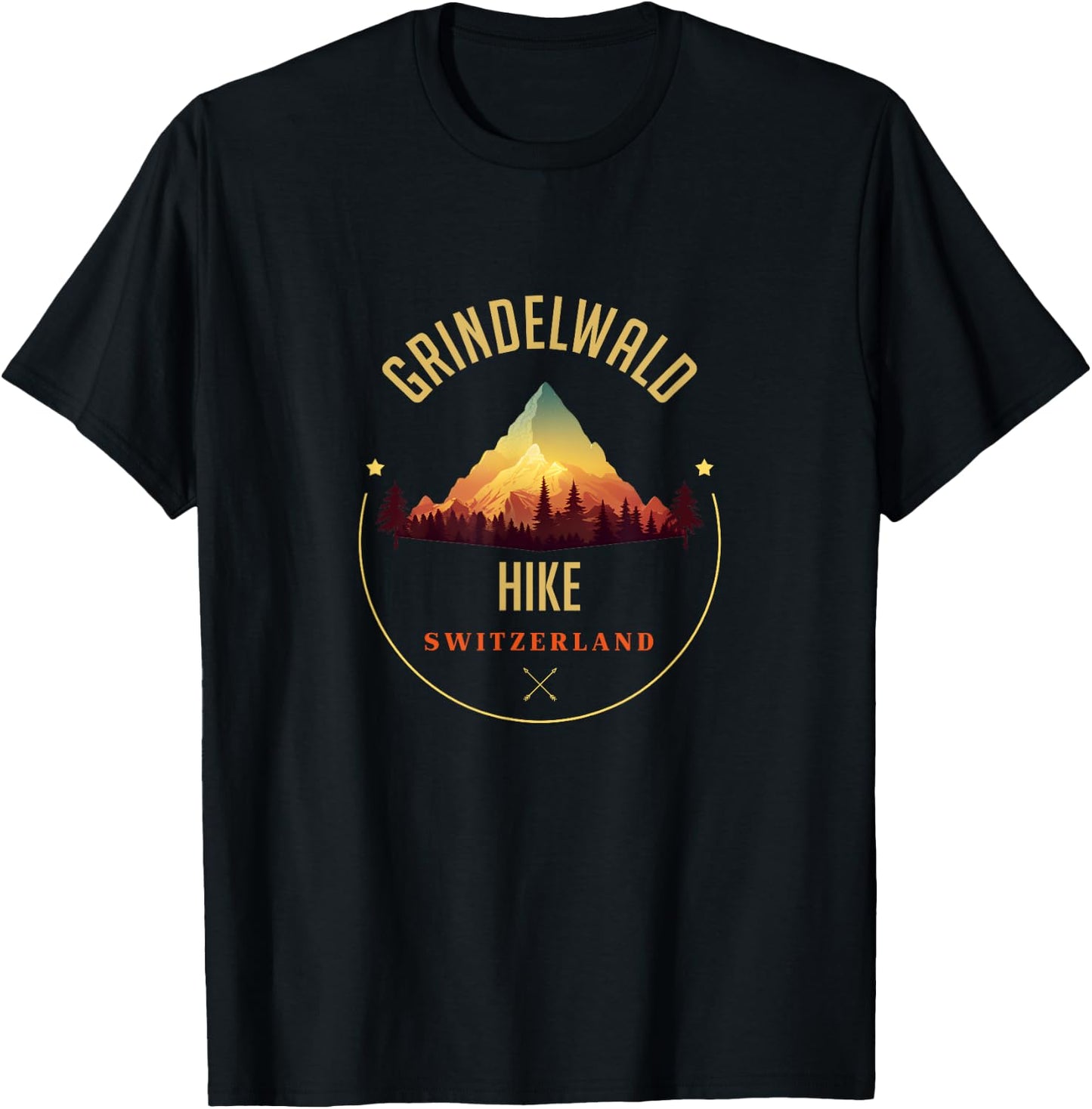 Grindelwald Souvenir Apparel - Grindelwald Hiking T-Shirt - T-Shirt | Black