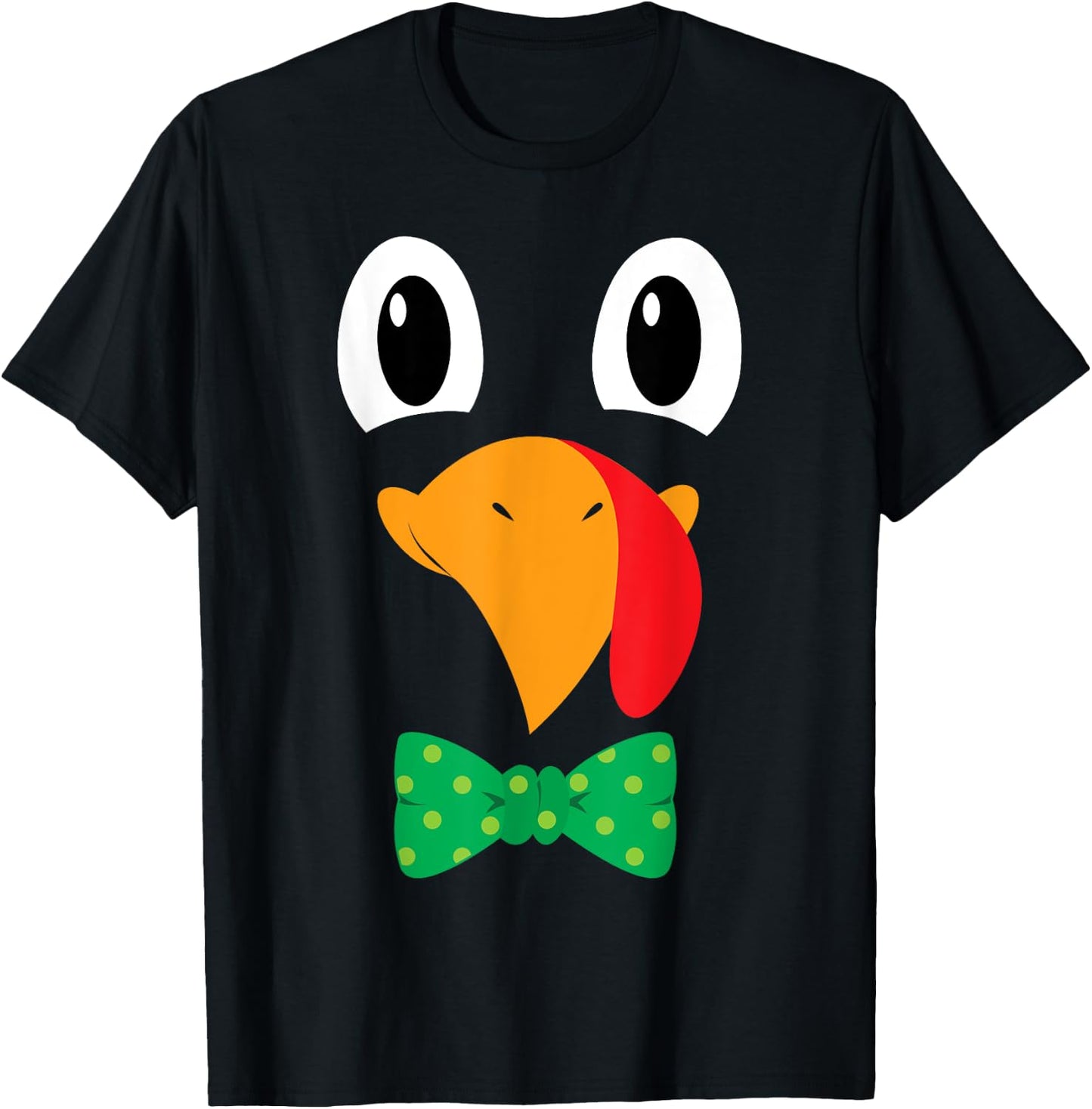 Turkey Face Bow Tie Funny Thanksgiving Men Boys T-Shirt - T-Shirt | Black