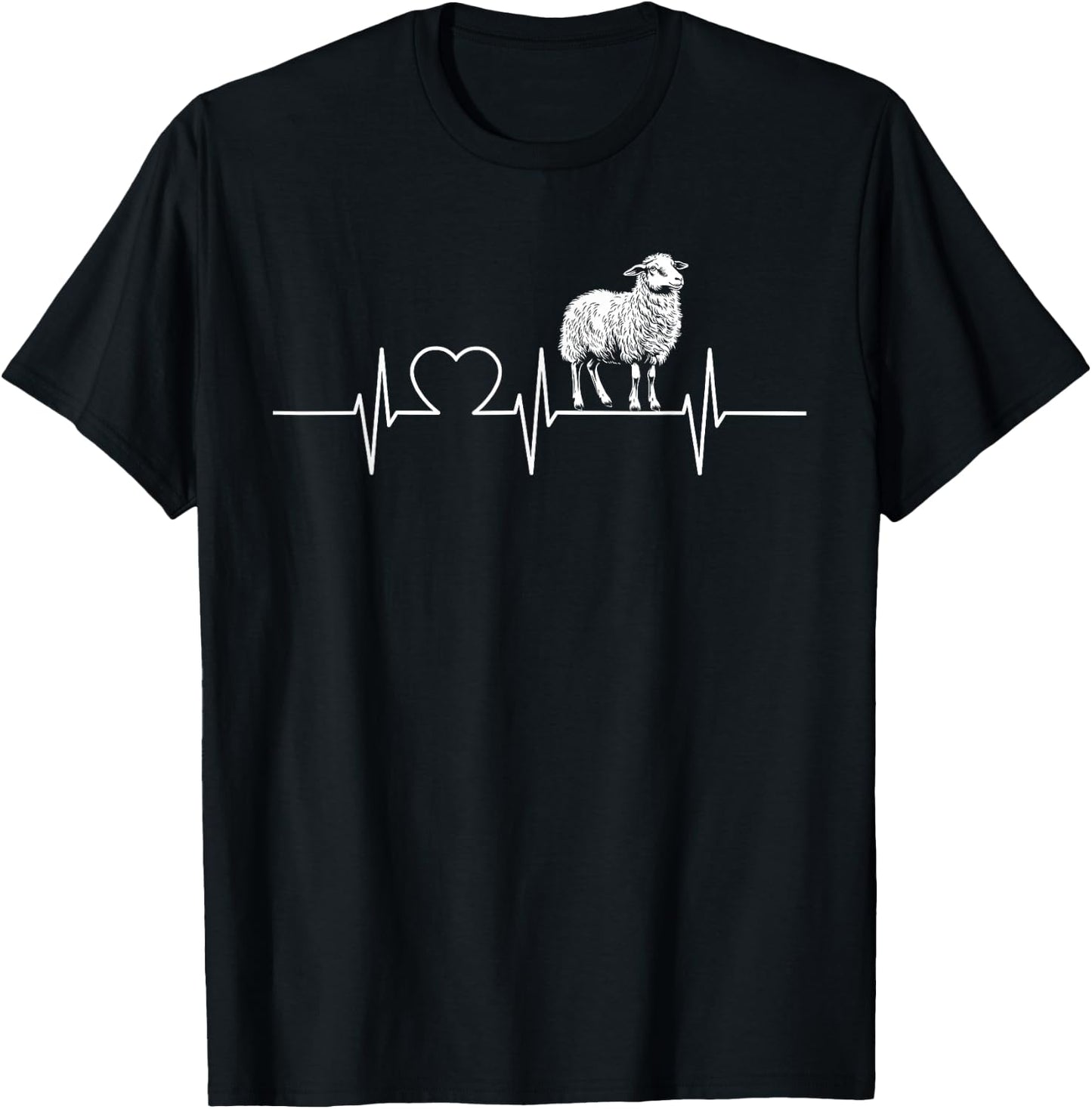 Sheep Heartbeat Sheep Sheep , black T-Shirt - T-Shirt | Black