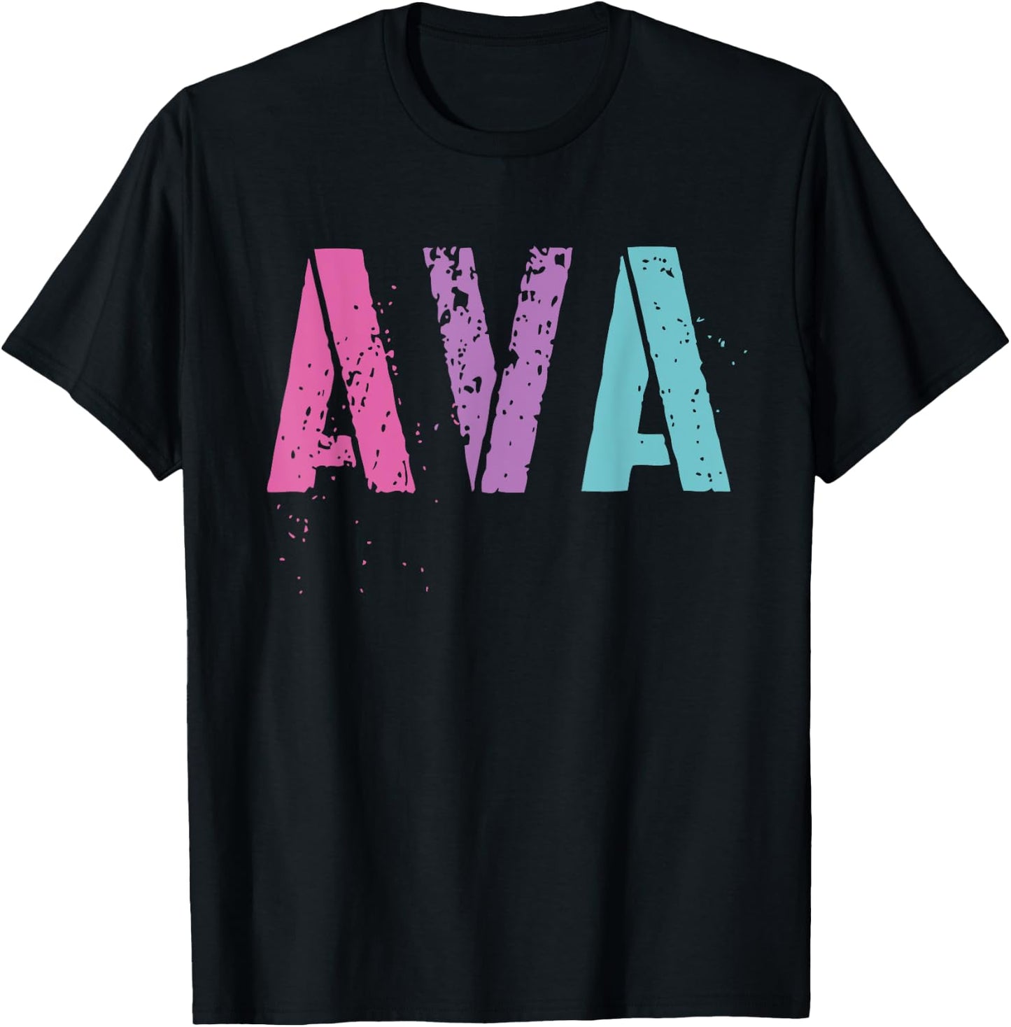 Vintage First Name AVA Girl Rock Star Sister Mom Av Birthday T-Shirt - T-Shirt | Black