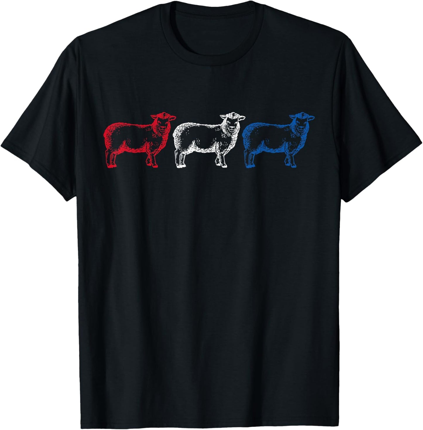 Patriotic American Flag Sheep Lovers 4th of July Kids Men T-Shirt - T-Shirt | Black