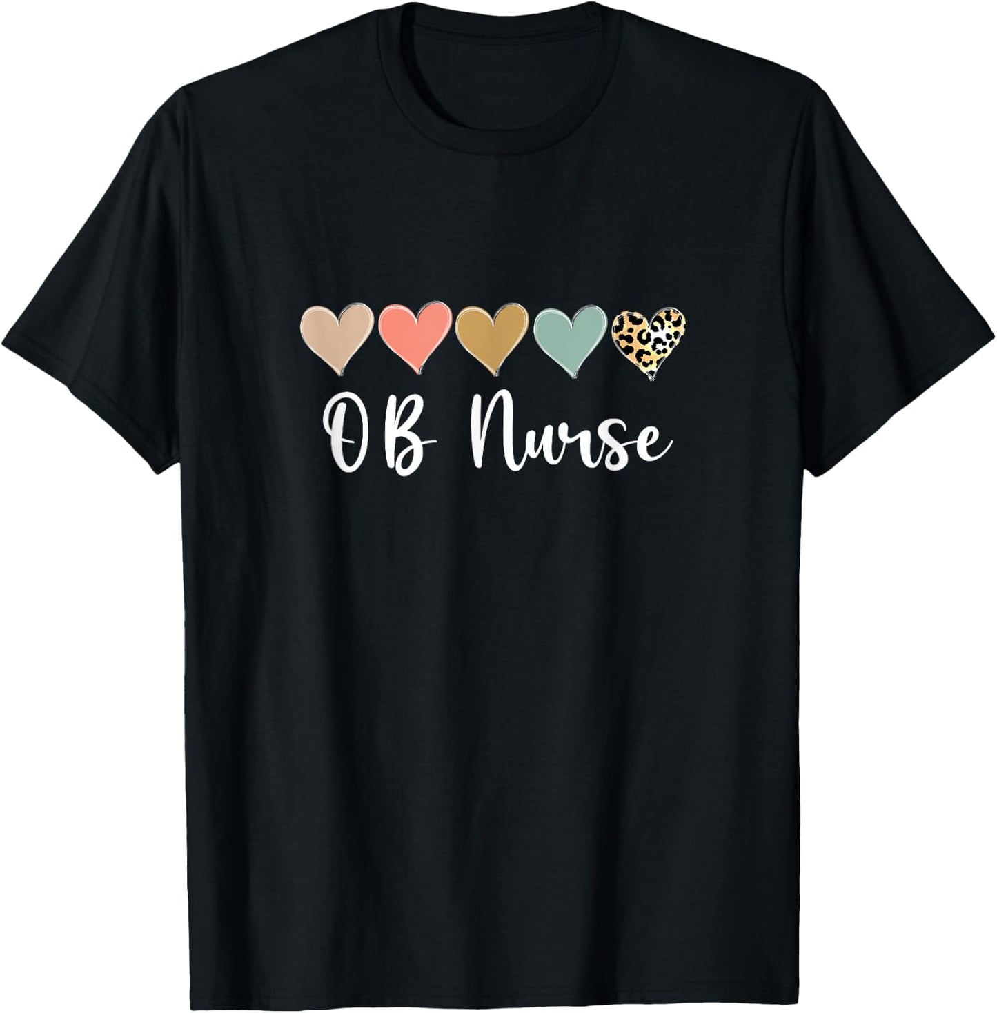 OB Nurse, Leopard OB/GYN nurses, and perinatal nurses T-Shirt - T-Shirt | Black