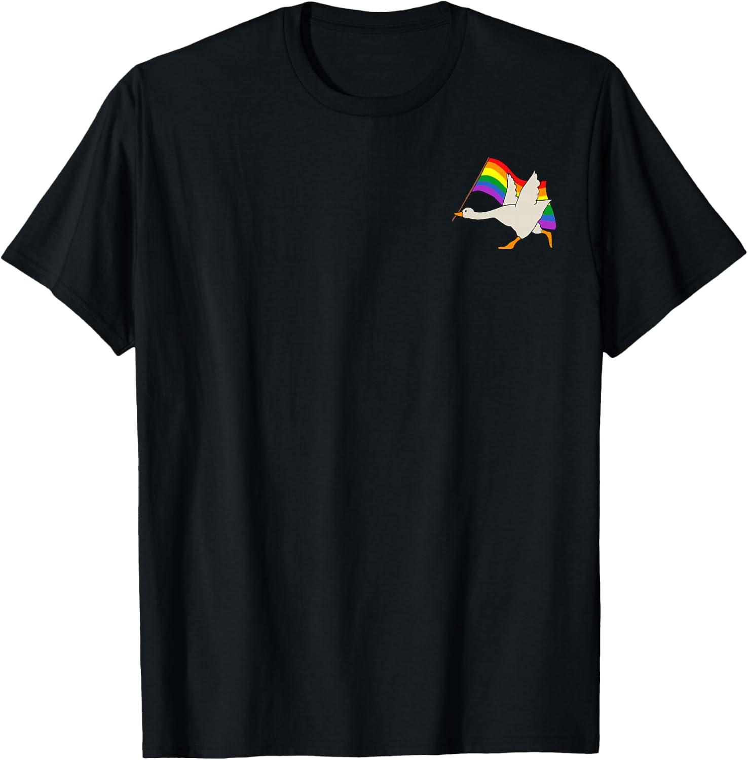 Rainbow Funny Goose Meme Love Is Love LGBT Gay Lesbian Pride T-Shirt - T-Shirt | Black