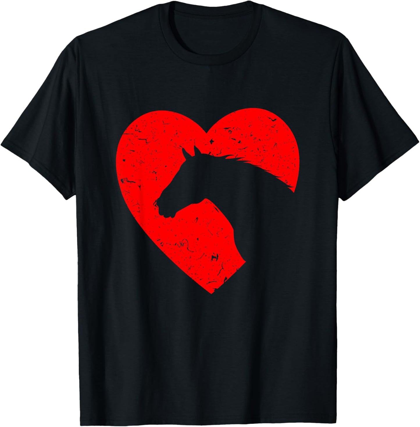 Horse Heart Silhouette For Cowgirl Equestrian Graphic Print T-Shirt - T-Shirt | Black