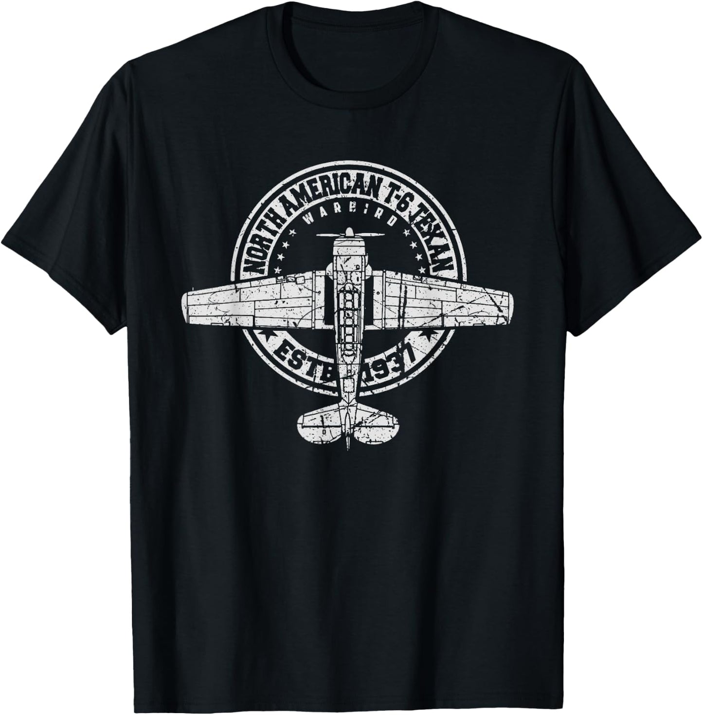 North American T-6 Texan Warbird Vintage Aircraft T-Shirt - T-Shirt | Black