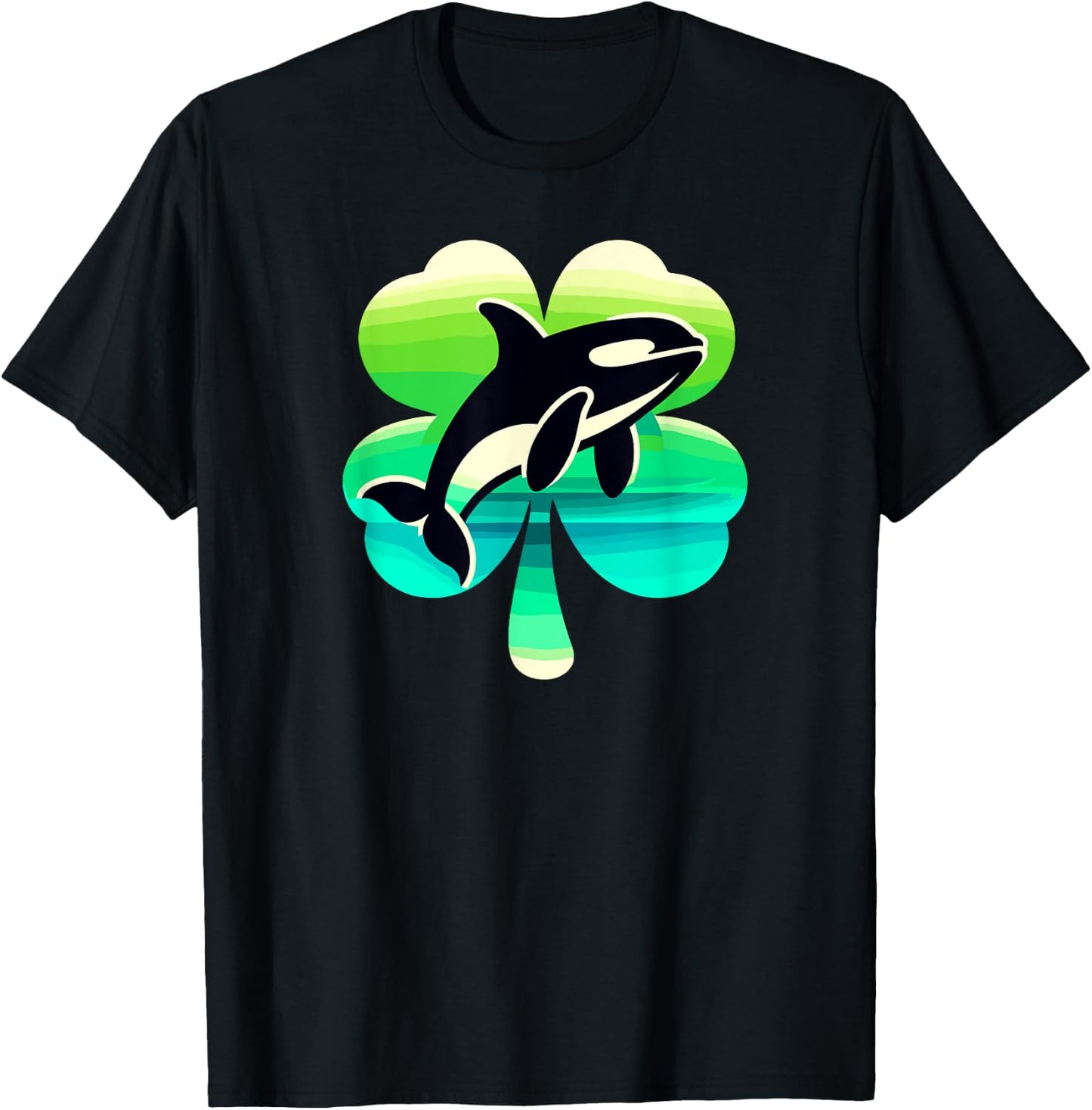 Cute Irish Orca Shamrock St Patrick's Day Green Killer Whale T-Shirt - T-Shirt | Black