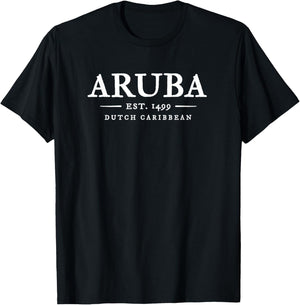 Aruba Est 1499 Throwback Letter Souvenir T-Shirt - T-Shirt | Black