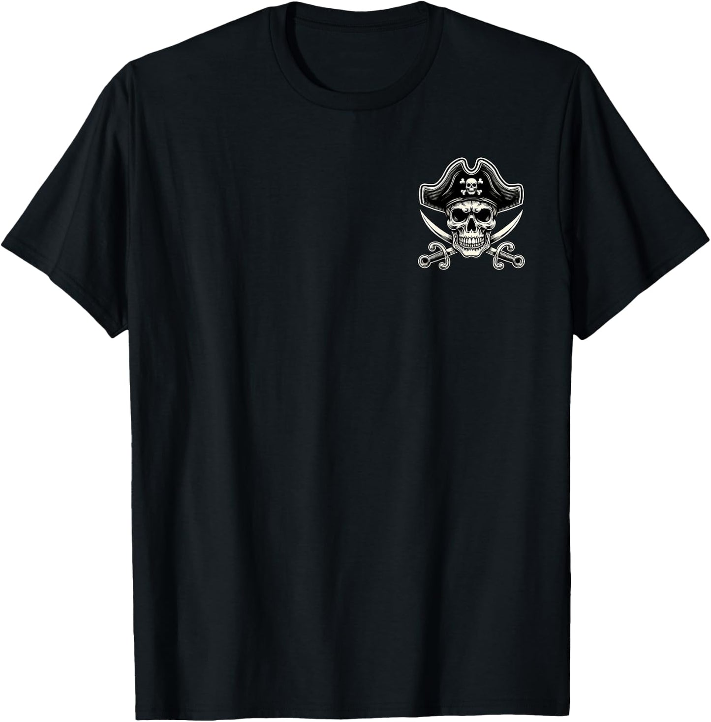Pirate Skull Crossed Swords Bold Nautical Minimalist T-Shirt - T-Shirt | Black