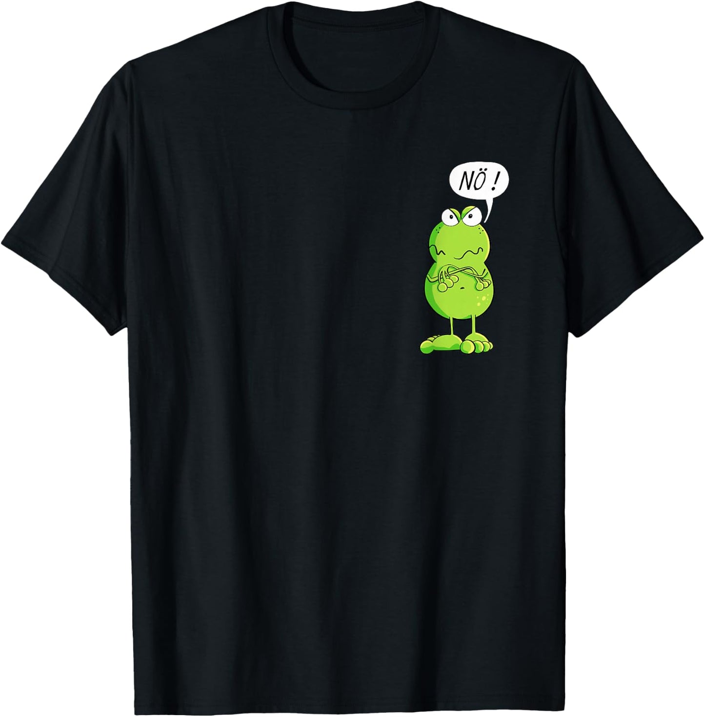Statement with German Text "Frosch I Nö Fun Design I Nein Comic" T-Shirt - T-Shirt | Black