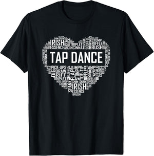 Tap Dance Heart Lover Gift Tap Dancer Gifts Dancing Teacher Women Girls Kids T-Shirt - T-Shirt | Black