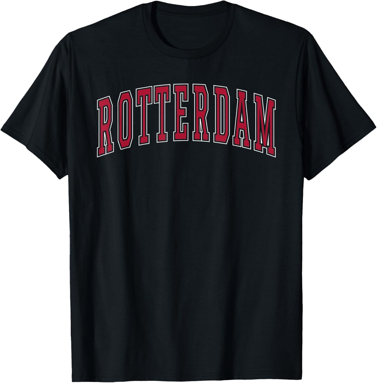 Rotterdam New York Souvenir College Style roter Text T-Shirt - T-Shirt | Black
