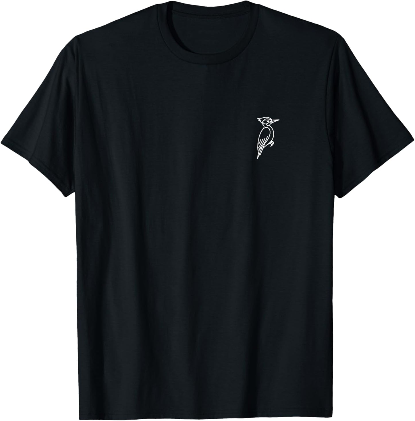 Woodpecker Minimalist Badge Patch Line Art T-Shirt - T-Shirt | Black