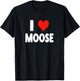 I Love Moose - Heart Cute Funny Zoo Animal Moose T-Shirt - T-Shirt | Black