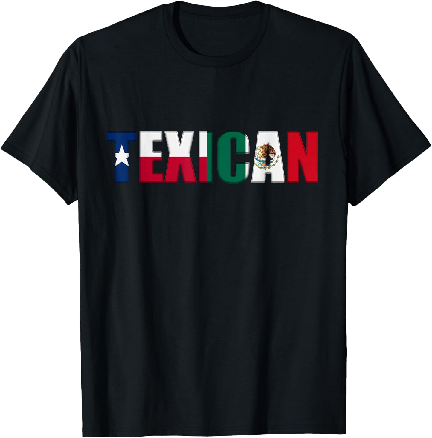 Texican Flag Texas and Mexico Flag Letters T-Shirt - T-Shirt | Black