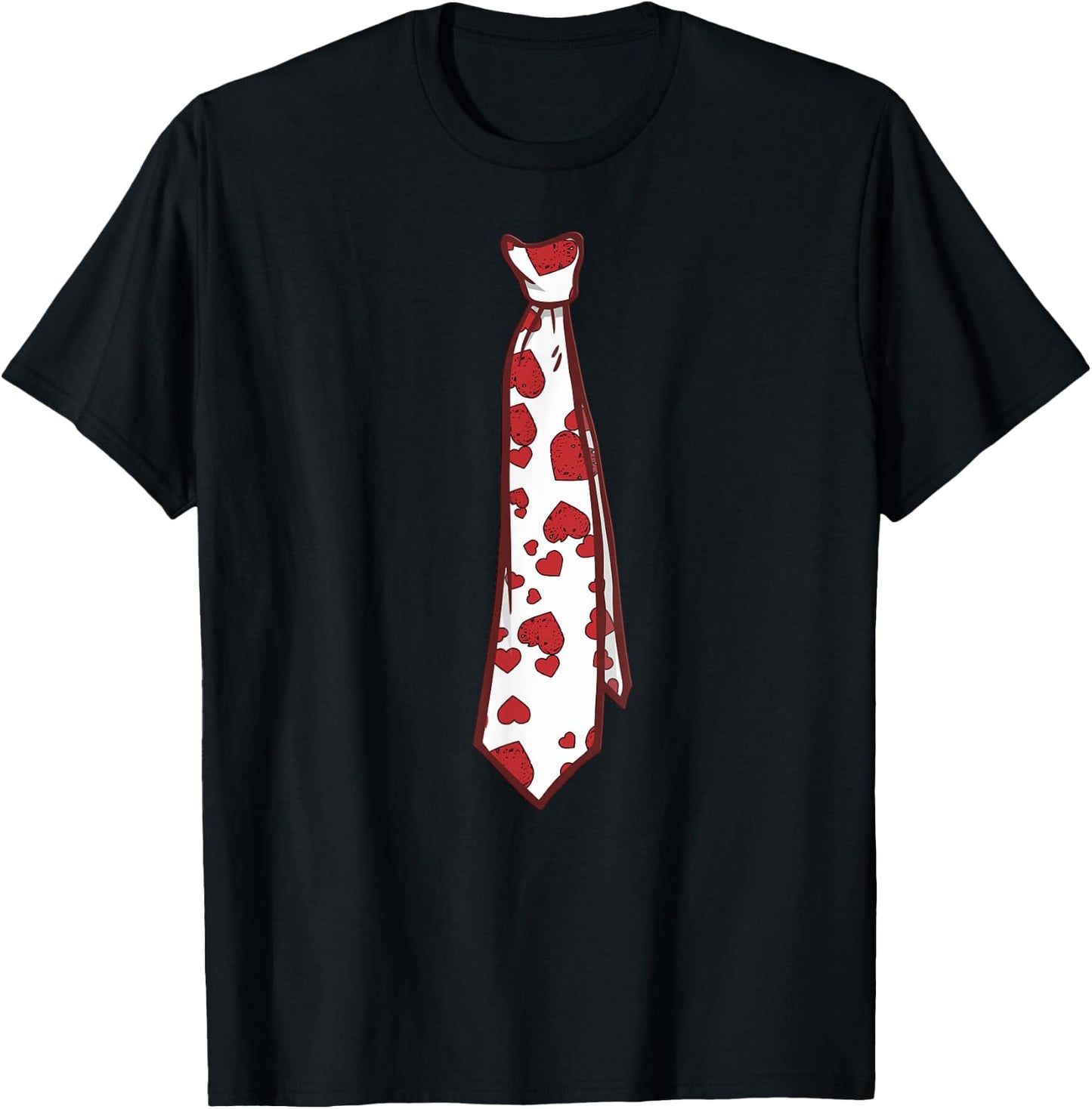 Valentine's Day Motif Tie with Hearts , black T-Shirt - T-Shirt | Black