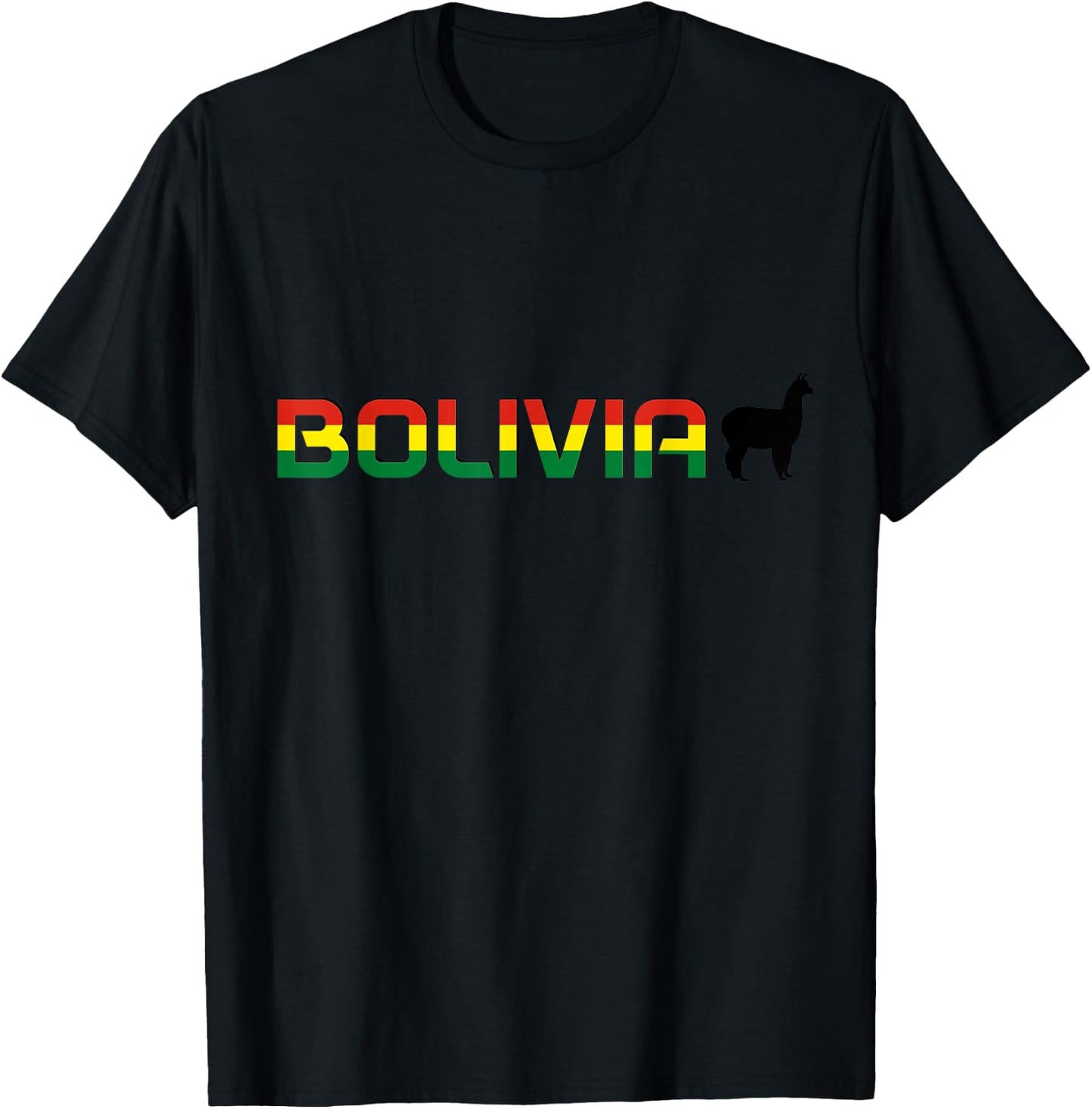 Bolivia Llama Alpaca Bolivian Flag Souvenir Pride Vintage T-Shirt - T-Shirt | Black