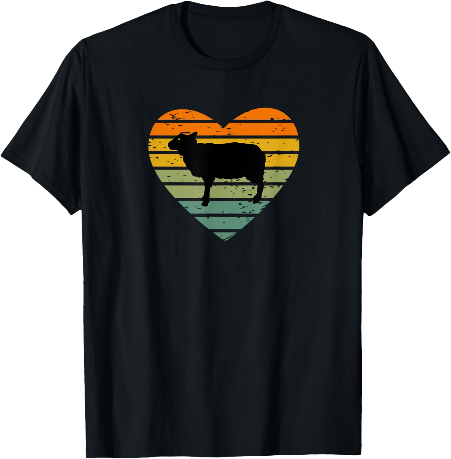Ich Liebe Schafe Retro Herz Bauernhof Schäfer Lamm Schäfchen T-Shirt - T-Shirt | Black