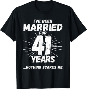 Couples Married 41 Years - Funny 41st Wedding Anniversary T-Shirt - T-Shirt | Black