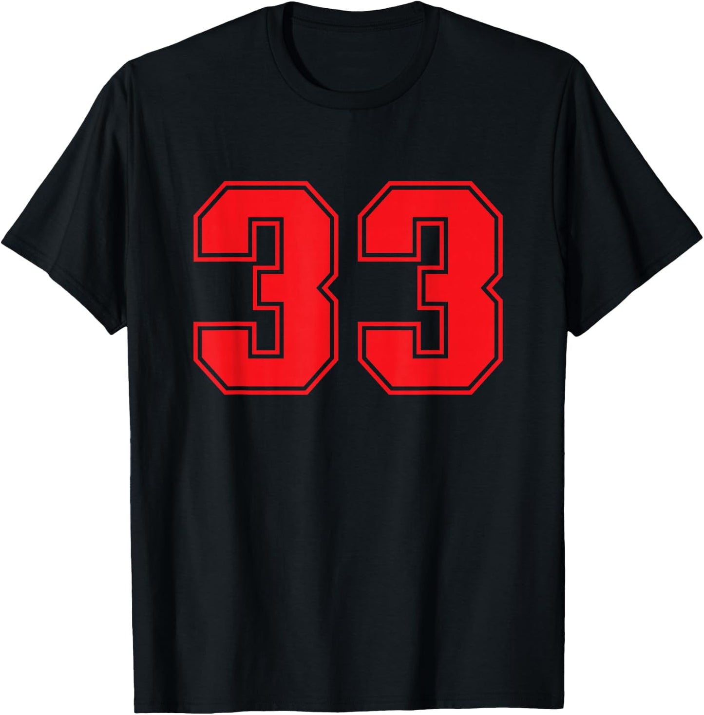 Number #33 Red Sports Jersey Lucky Number T-Shirt - T-Shirt | Black
