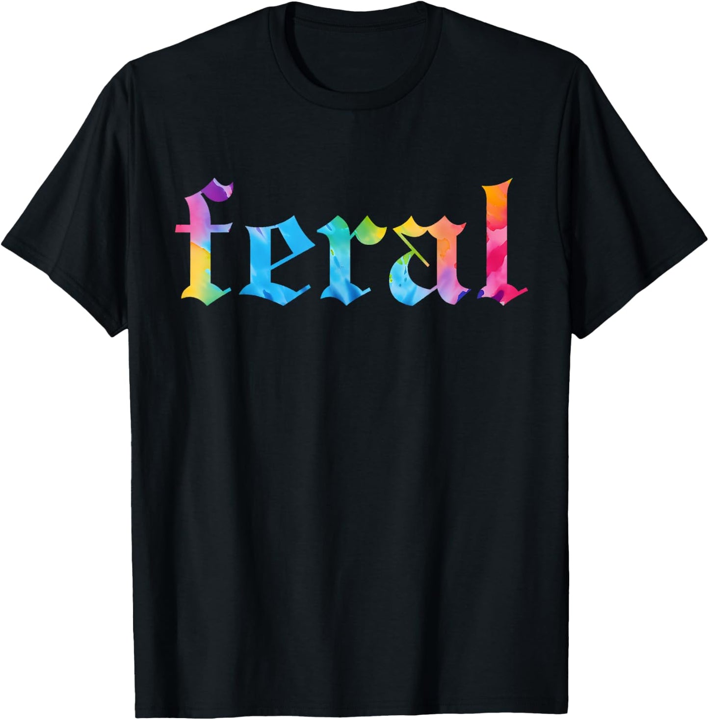 Feral Summer Girl Tie Dye - Women's Gothic Blackletter Font Tie-Dye - Small - Black - Short Sleeve T-Shirt - T-Shirt | Black