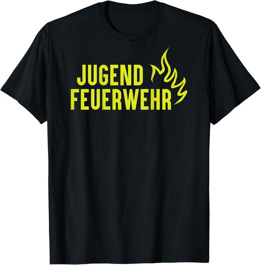 with German Text on the Back - Fire Brigade, black T-Shirt - T-Shirt | Black