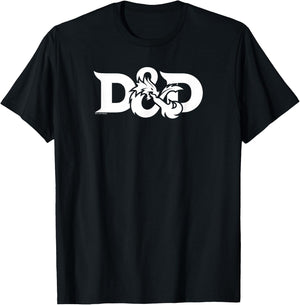 Dungeons & Dragons DnD Official White Logo T-Shirt - T-Shirt | Black