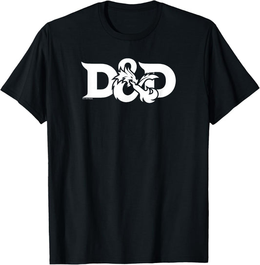 Dungeons & Dragons DnD Official White Logo T-Shirt - T-Shirt | Black