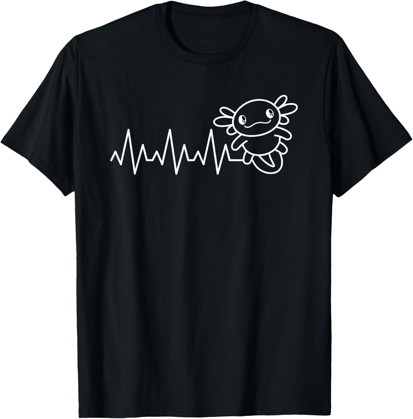 Axolotl Heartbeat Kawaii Axolotl Lover Men Women T-Shirt - T-Shirt | Black