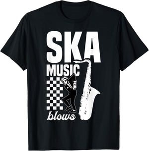 Ska Reggae Music Blows Caribbean Music Fan Ska Musician T-Shirt - T-Shirt | Black