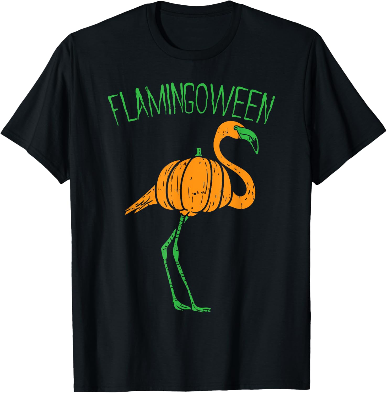 Flamingoween Flamingo Pumpkin Halloween Costume Bird Lover T-Shirt - T-Shirt | Black