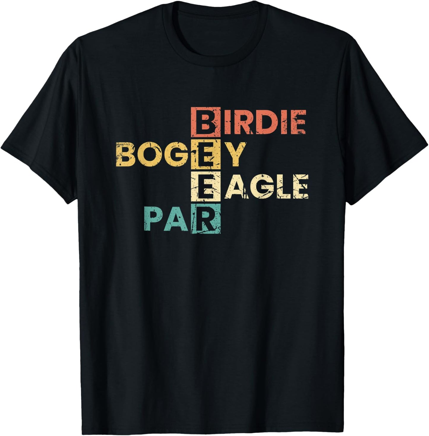 Birdie Bogey Eagle Par Beer Funny Golf Player Golfer Vintage T-Shirt - T-Shirt | Black