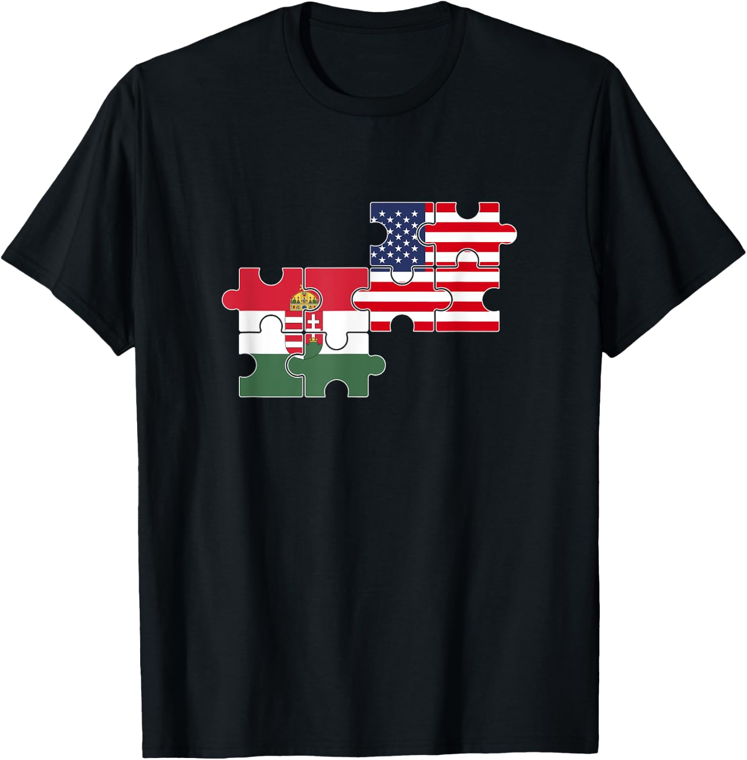 Hungary USA Flag American Hungarian Women Kids Men T-Shirt - T-Shirt | Black
