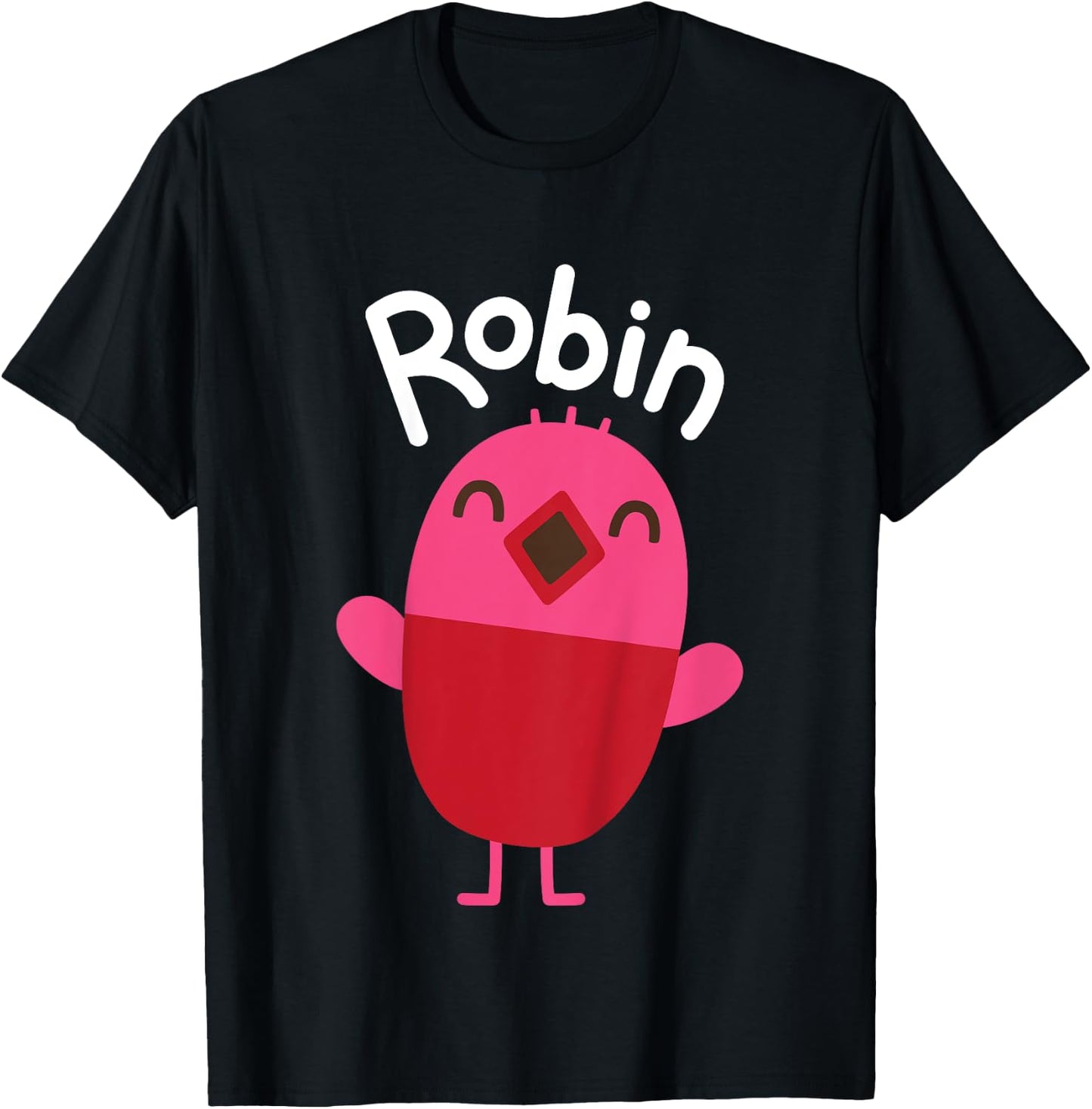 Sago Mini Robin -Kids Blue Cartoon Bird Character , Kids 2, Mandarin Collar, Short Sleeve, Modern Classic Fit, Polycotton, Machine Wash T-Shirt - T-Shirt | Black