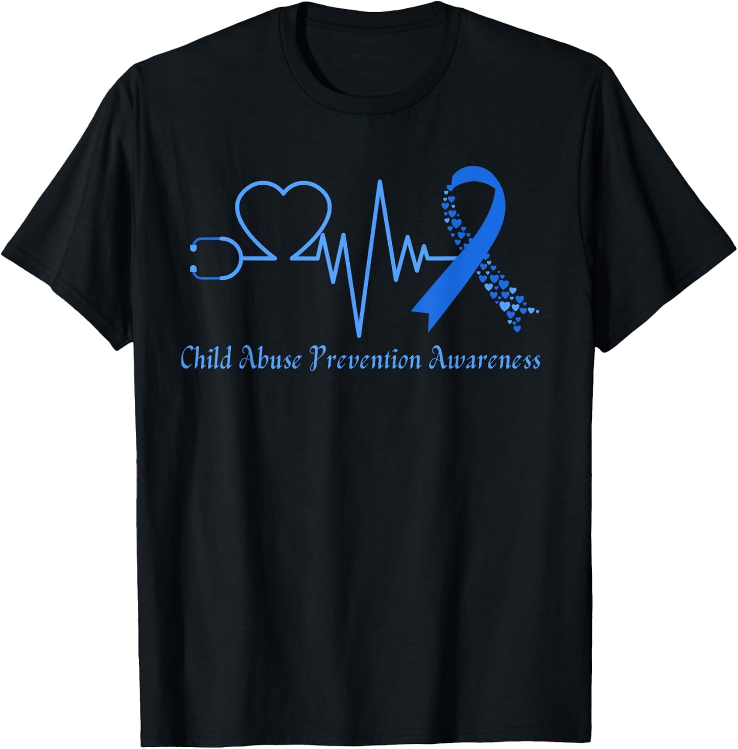 Child Abuse Prevention Awareness Month In April We Wear Blue T-Shirt - T-Shirt | Black