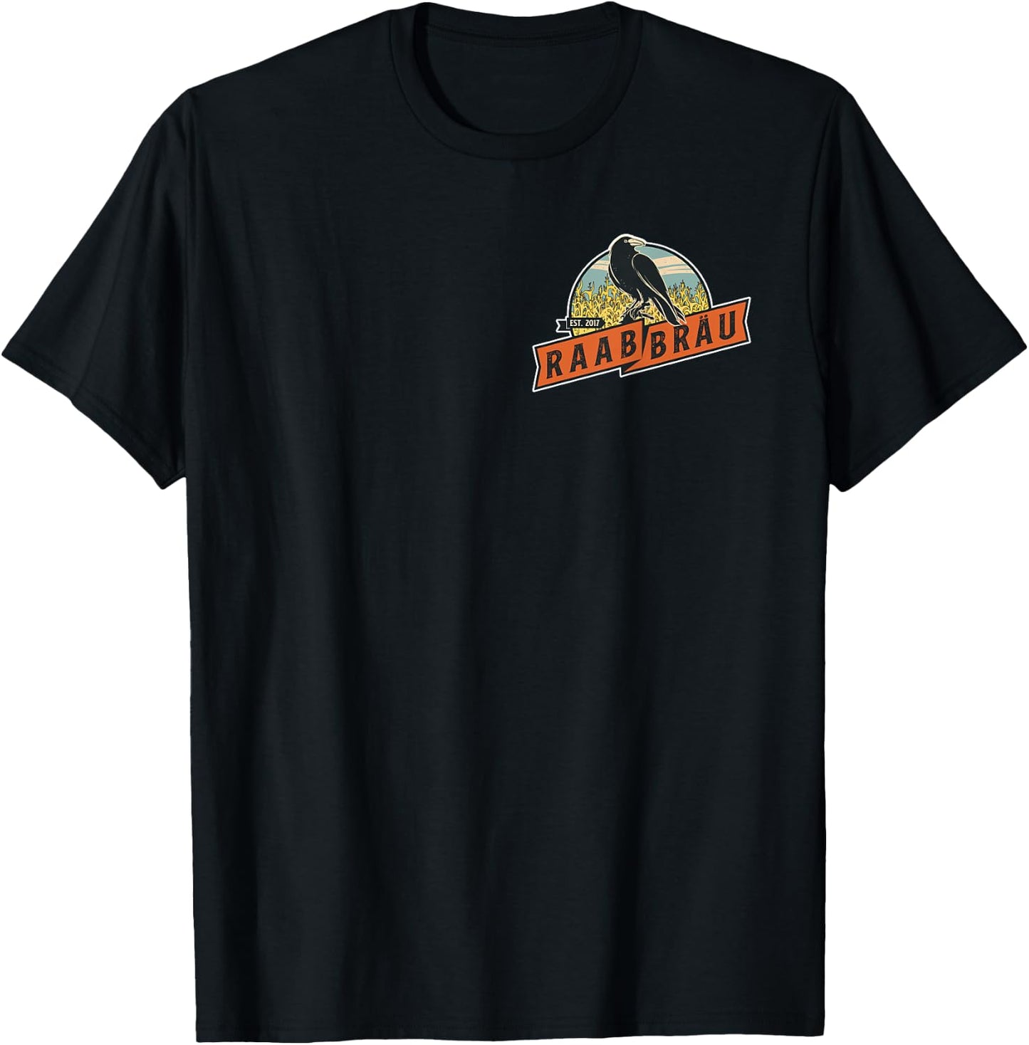 Raab Bräu Logo Design Brust Rabe Krähe T-Shirt - T-Shirt | Black
