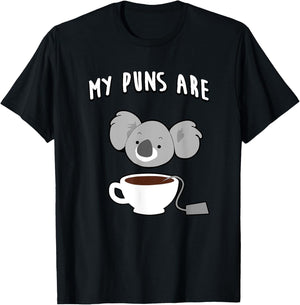 My Puns Are Koala Tea Funny T-Shirt - T-Shirt | Black