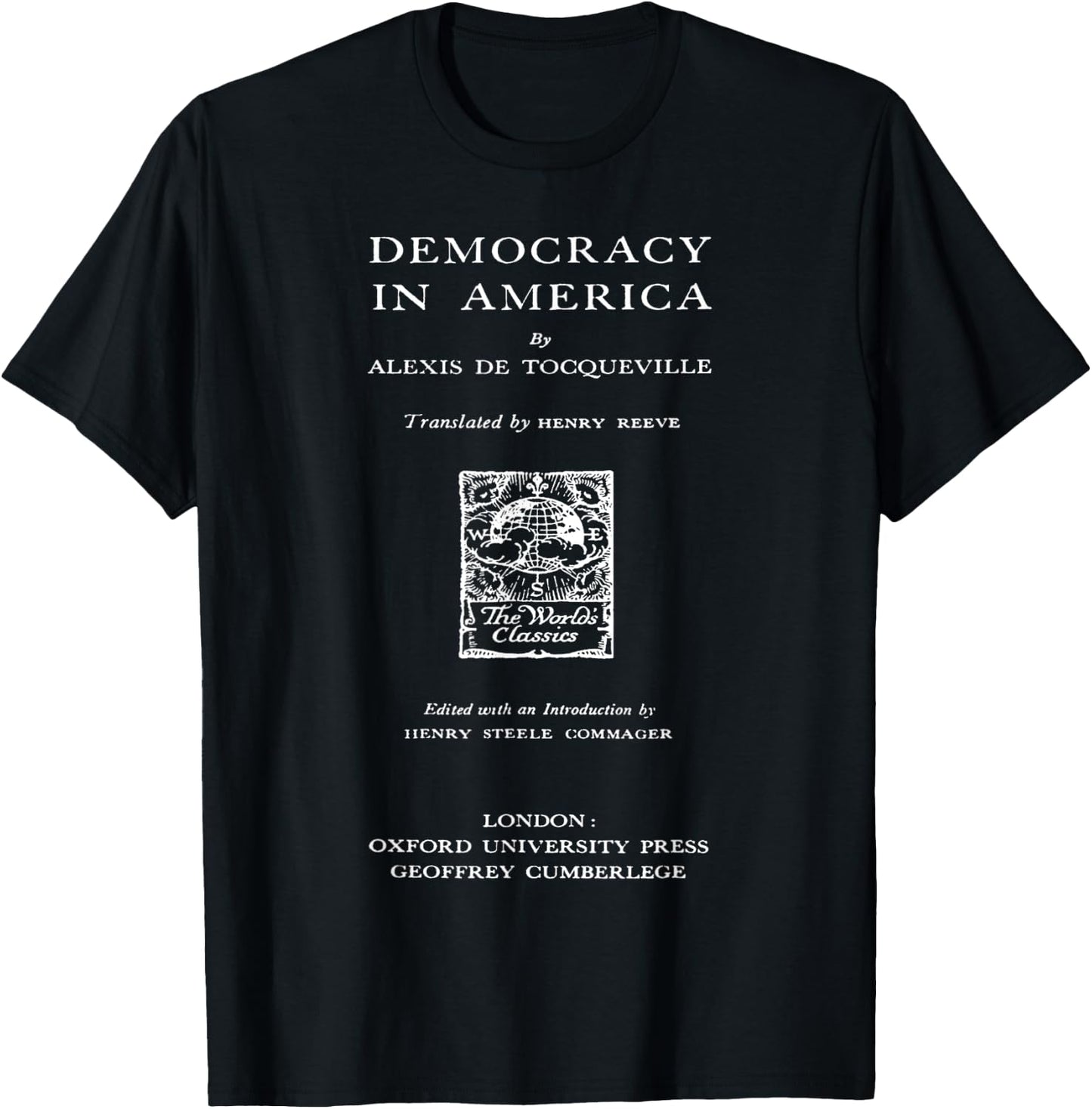 Democracy in America Alexis De Tocqueville Title Page T-Shirt - T-Shirt | Black