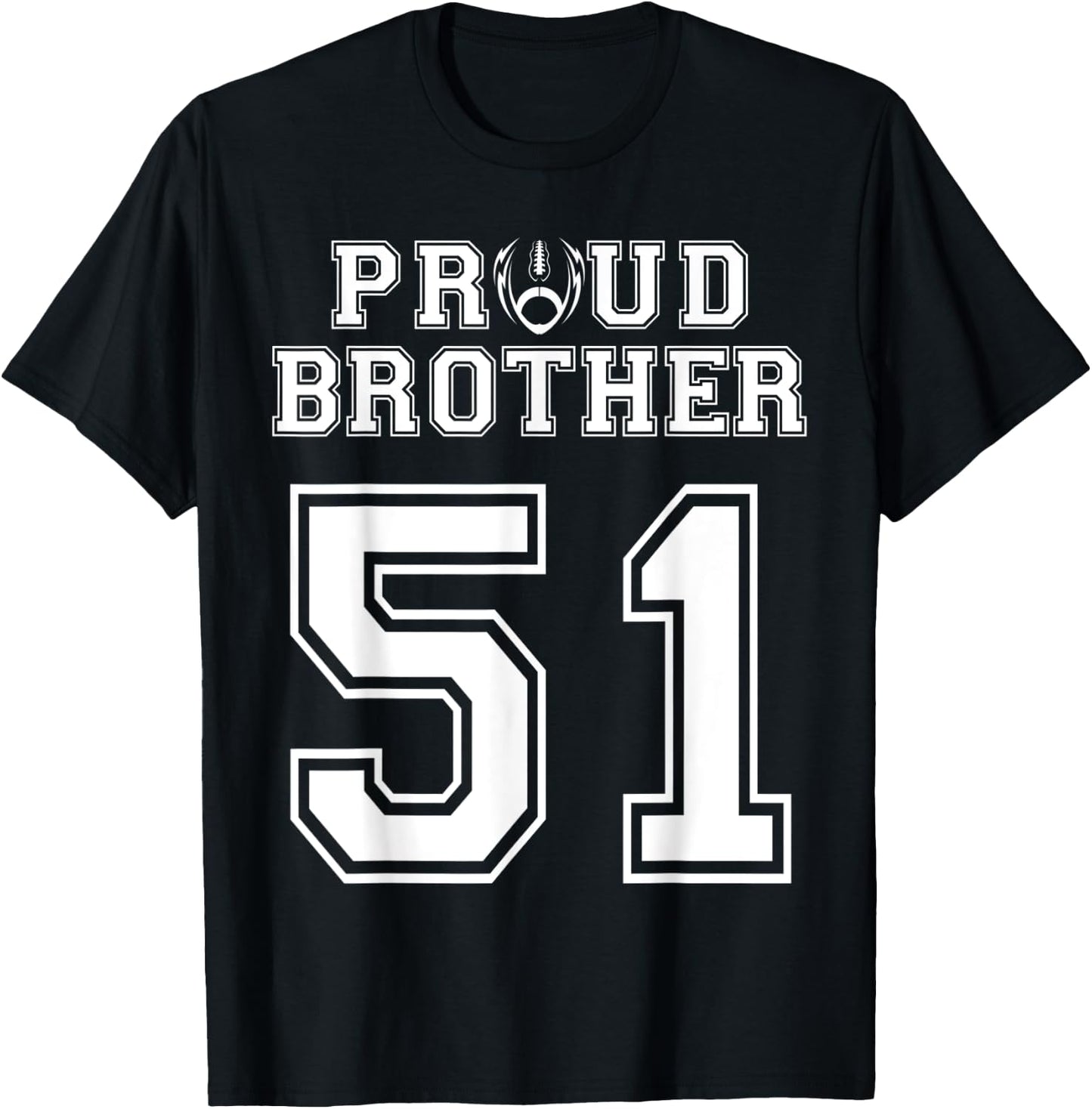 Custom Proud Football Brother Number 51 Personalized T-Shirt - T-Shirt | Black