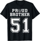 Custom Proud Football Brother Number 51 Personalized T-Shirt - T-Shirt | Black