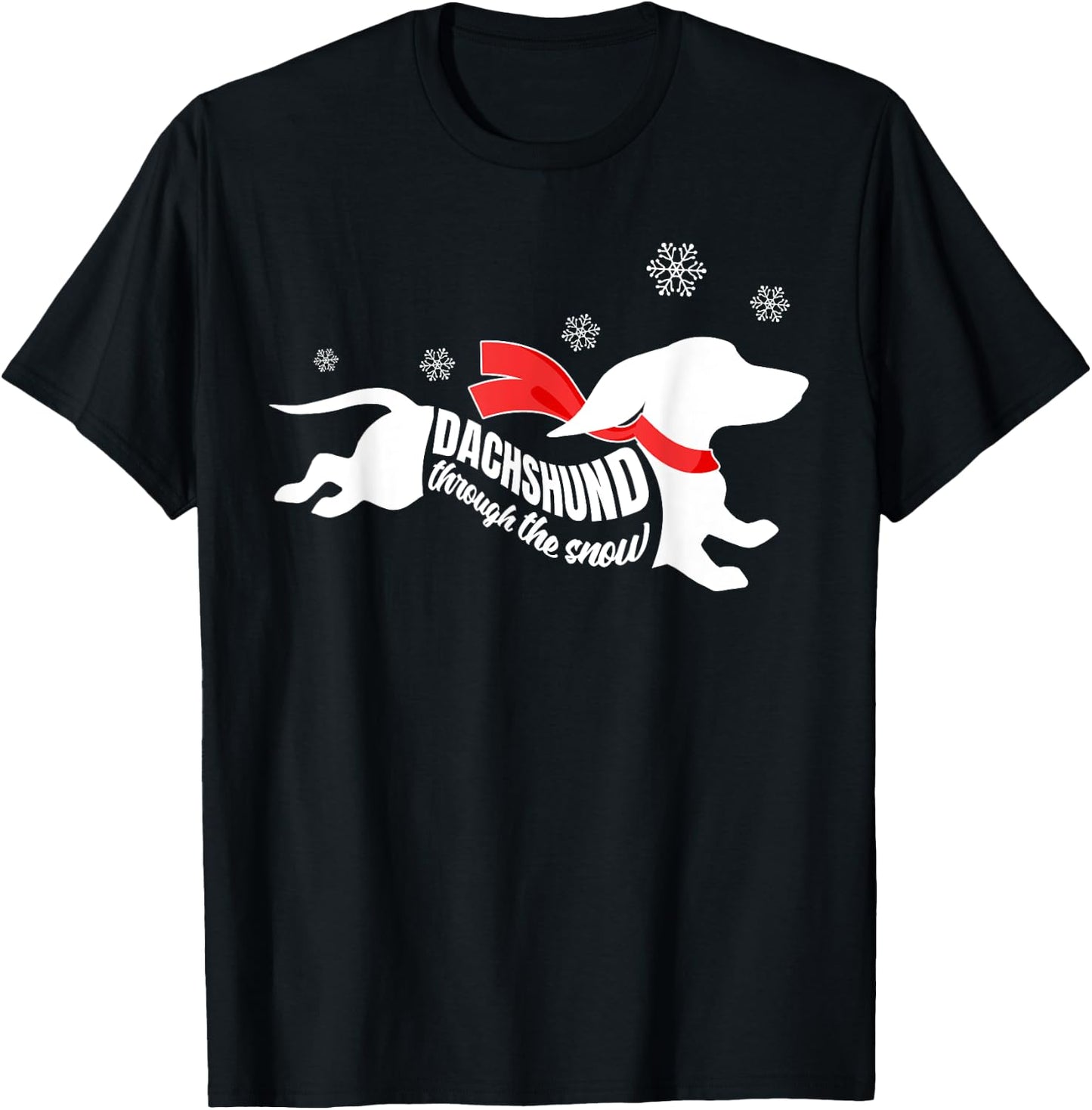 Dachshund through the Snow Doxie Dog Lovers Christmas Gift Men Women Kids T-Shirt - T-Shirt | Black