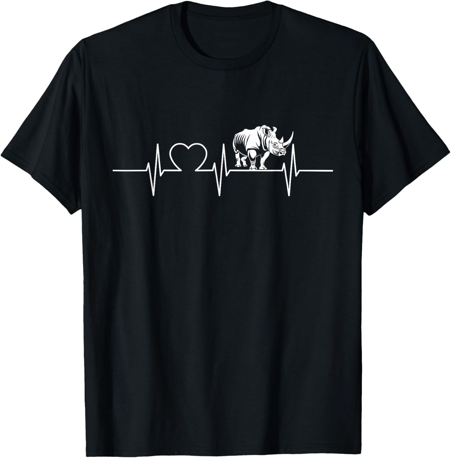 Rhinoceroses Rhinos Rhinoceros Rhino Heartbeat T-Shirt - T-Shirt | Black