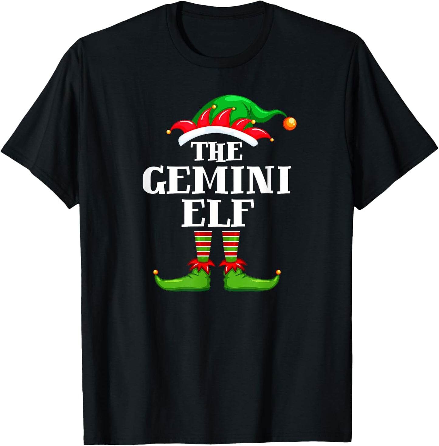 Gemini Elf Matching Family Group Christmas Party Pyjamas T-Shirt - T-Shirt | Black