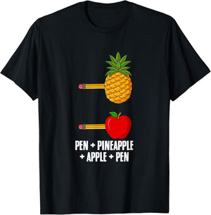 Pen Pineapple Apple Pen Hawaii Summer Fruit Aloha Pineapple Women T-Shirt - T-Shirt | Black