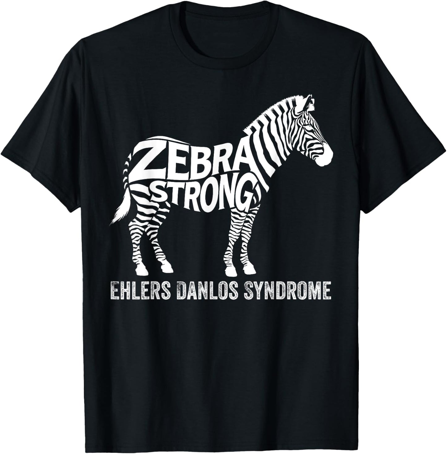 Zebra Strong EDS Awareness Ehlers Danlos Syndrome Warriors T-Shirt - T-Shirt | Black