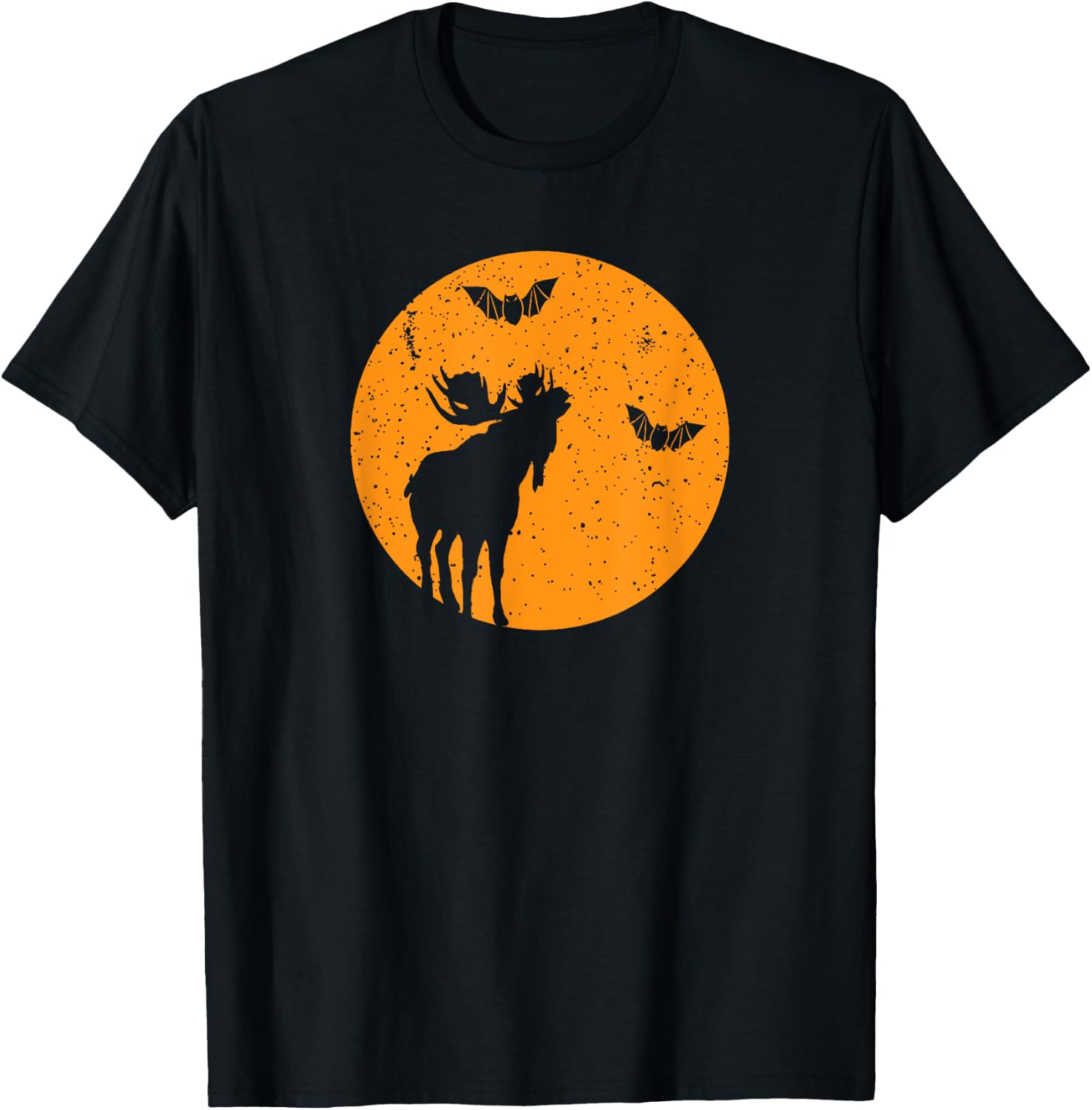 Full Moon Bats Moose Halloween. Funny Halloween Moose Gift T-Shirt - T-Shirt | Black