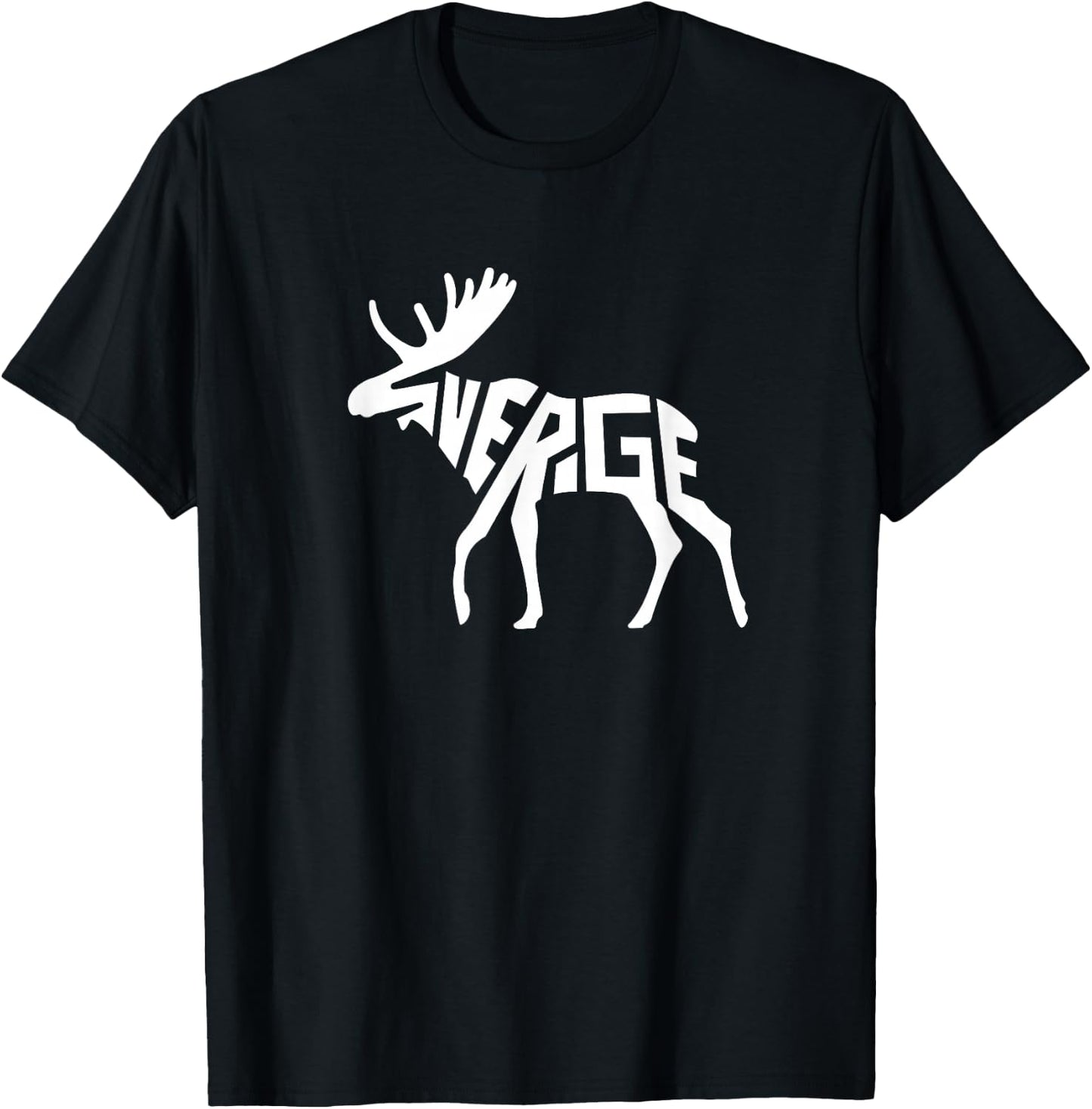 Sweden Sverige Moose Word Art - Funny Animal T-Shirt - T-Shirt | Black