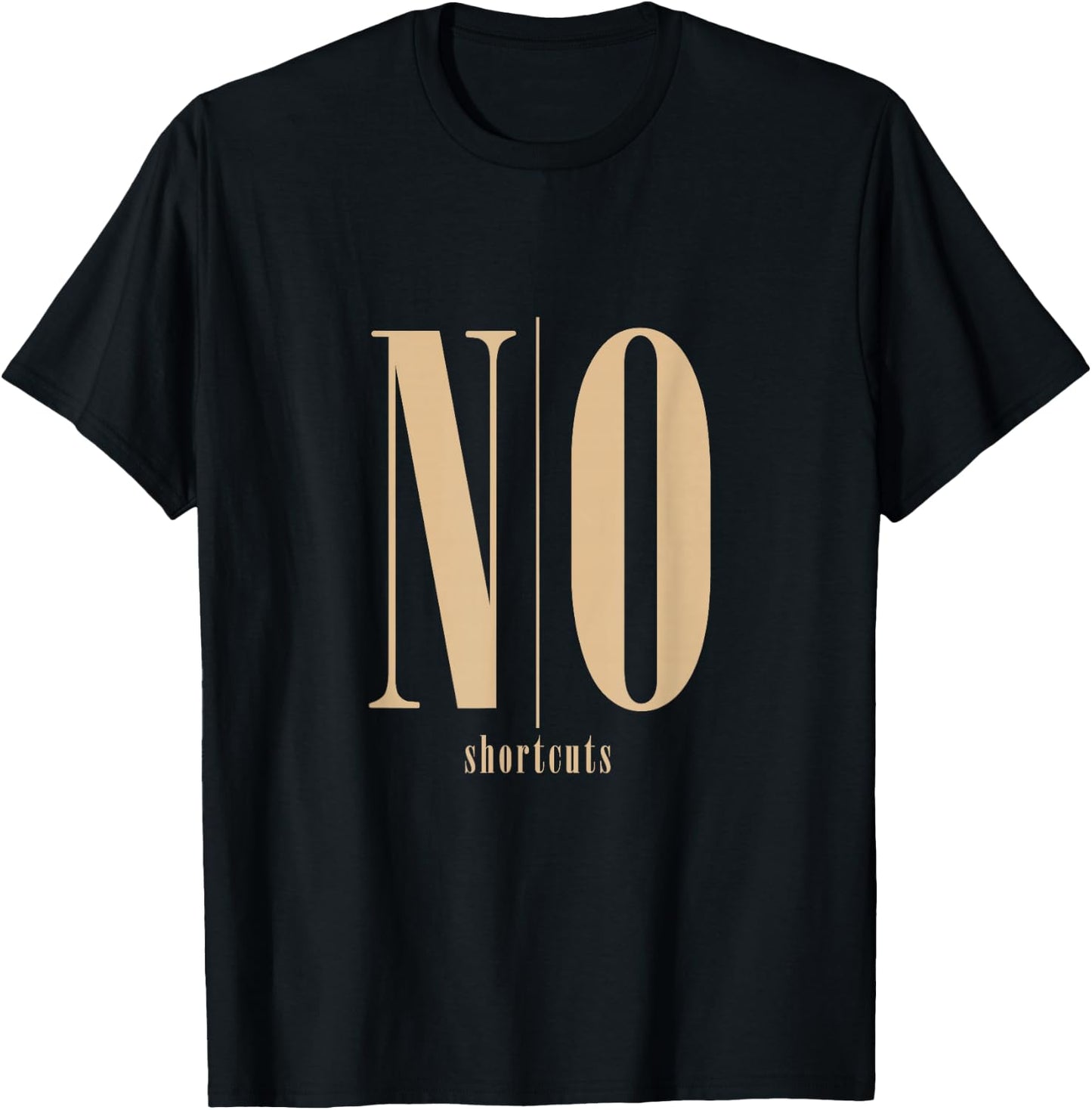 Tan No/Shortcuts Tan Color Graphic T-Shirt - T-Shirt | Black