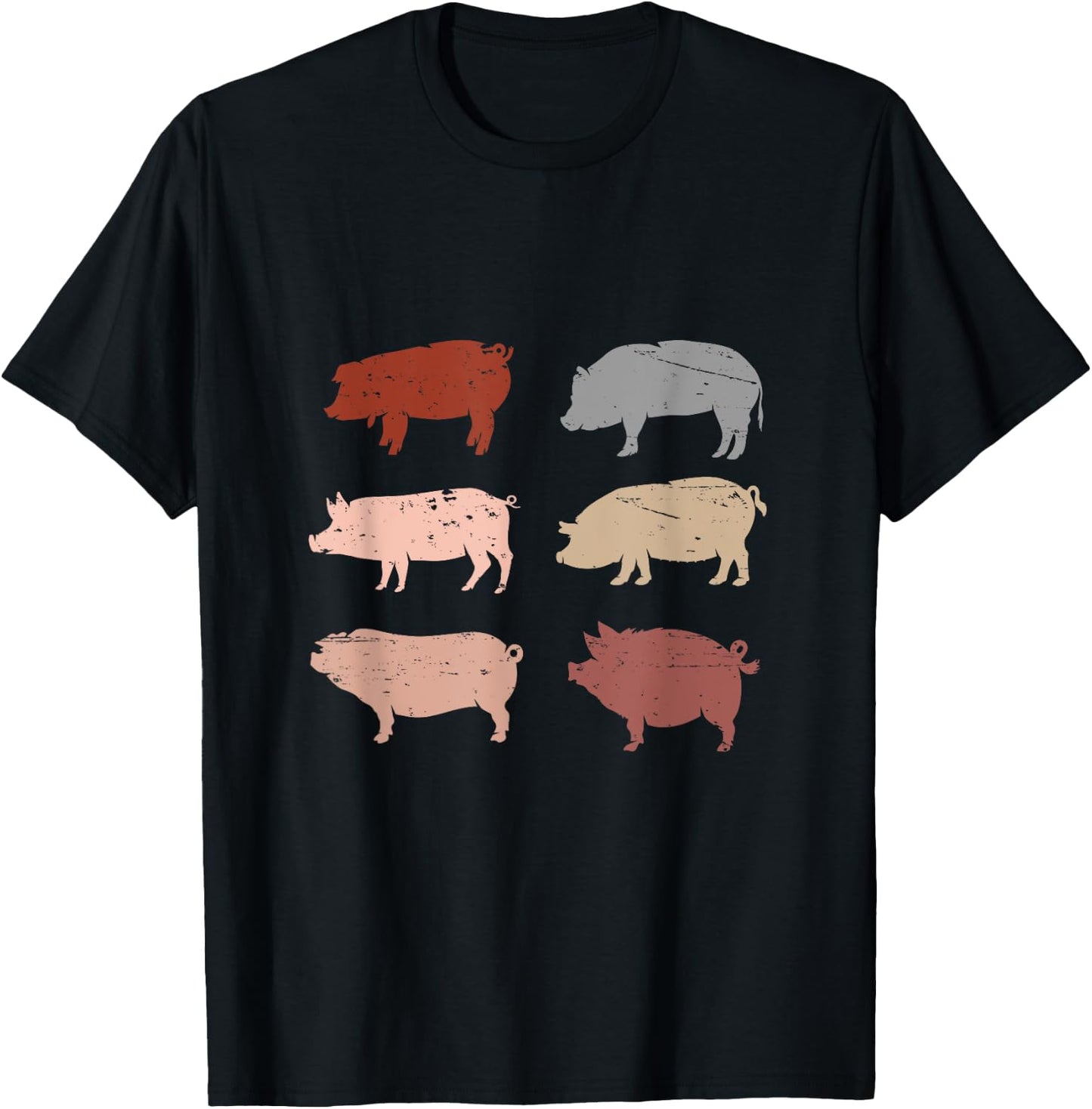 Retro Pig Lover Farm Animals Swine Vintage Pig T-Shirt - T-Shirt | Black